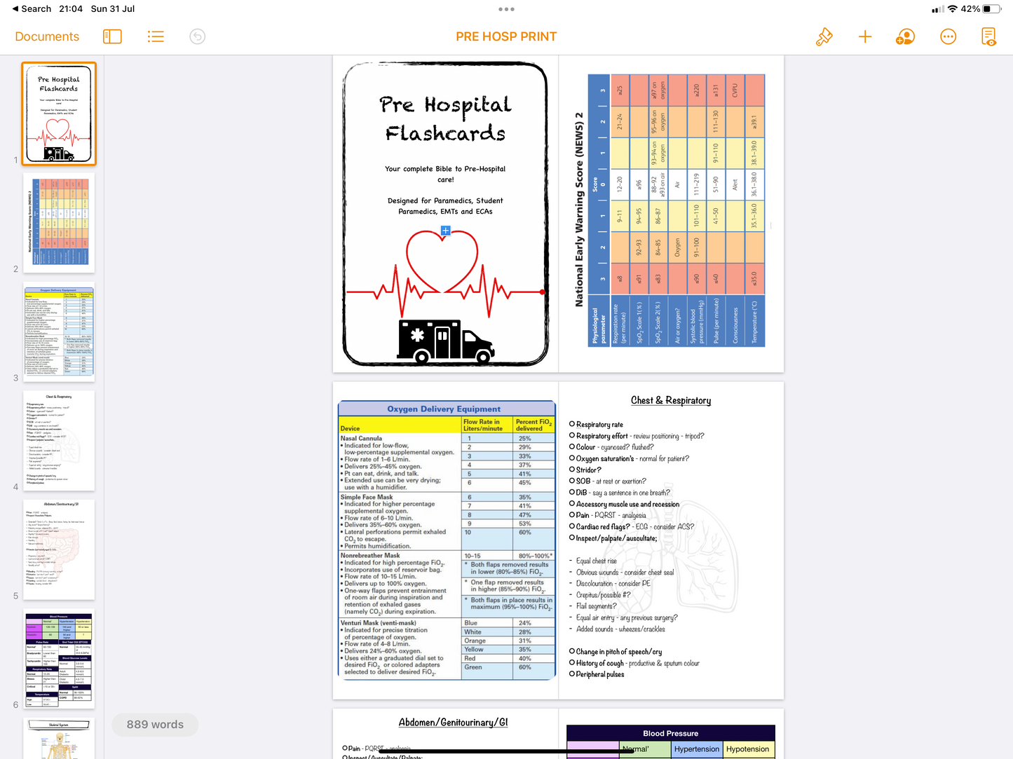 Pre Hospital Flashcard set - PDF Download